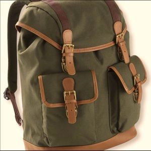 L.L. Bean Waterproof Vintage Rucksack luggage leather laptop canvas outdoor bag